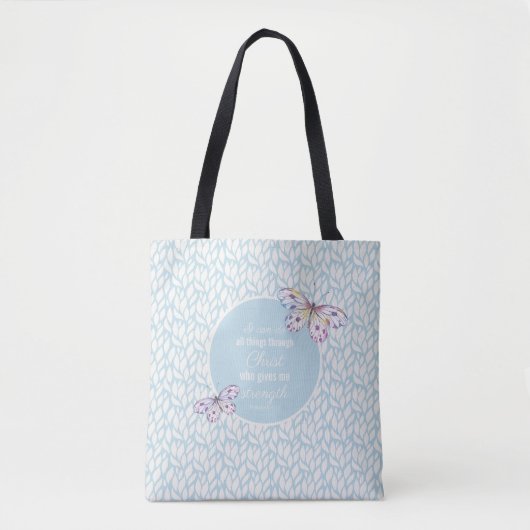 Lichtblauwe Filippenzen 4:13 Vlinder Tote Bag (Voorkant)