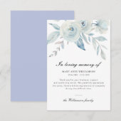 lichtblauwe florale begrafenis bedankt briefje (Voorkant / Achterkant)