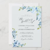 lichtblauwe florale bruiloft kaart (Voorkant)
