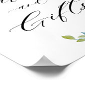 lichtblauwe florale kaarten en cadeaubord poster (Hoek)