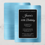 Lichtblauwe Folie Zwart-wit 40ste verjaardag Kaart (Voorkant / Achterkant)