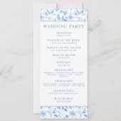 Lichtblauwe folk bloemenbruiloft programmakaart (Achterkant)