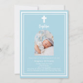 Lichtblauwe foto boog Doopsel Kaart (Voorkant)