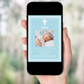 Lichtblauwe foto jongen Doopsel Kaart