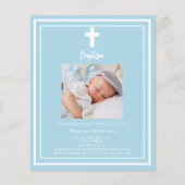 Lichtblauwe foto jongen Doopsel uitnodiging (Voorkant)