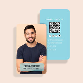Lichtblauwe foto QR-code om contact met me op te n Visitekaartje