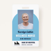 Lichtblauwe foto Uw Logo Ziekenhuis ID Badge (Voorkant)