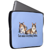 Lichtblauwe Funny Cat Theme Laptop Electronics Bag Laptop Sleeve (Voorkant Rechts)