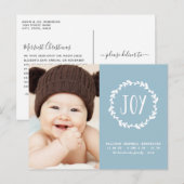 Lichtblauwe geboorteaankondiging vakantiefoto briefkaart (Voorkant / Achterkant)