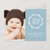 Lichtblauwe geboorteaankondiging vakantiefoto briefkaart (Voorkant)