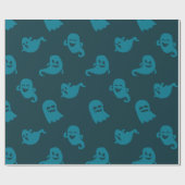 Lichtblauwe Geesten Donkerblauw Halloween Cadeaupapier (Vlak)