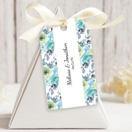 Lichtblauwe, gele groene Labels voor bruiloft Cadeaulabel