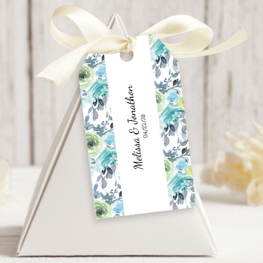 Lichtblauwe, gele groene Labels voor bruiloft Cadeaulabel