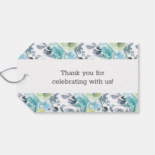 Lichtblauwe, gele groene Labels voor bruiloft Cadeaulabel (Achterkant Horizontaal)