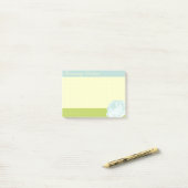 Lichtblauwe gele groene pokadots en Roos Post-it® Notes (Op bureau)
