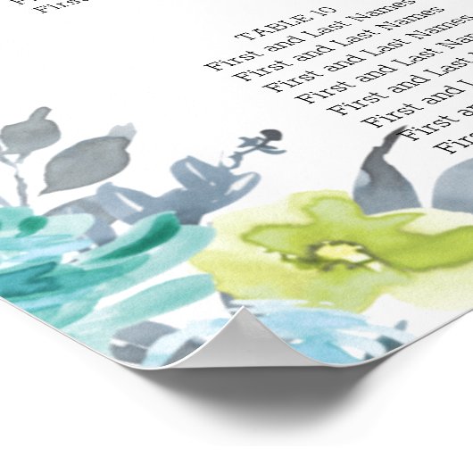 Lichtblauwe, gele, groene weduwenkaart poster (Hoek)