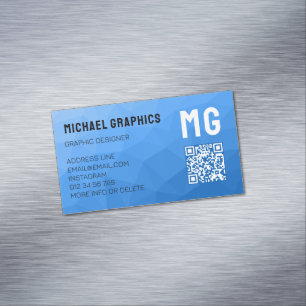 Lichtblauwe geometrische meshpatroon QR-code Magnetisch Visitekaartje