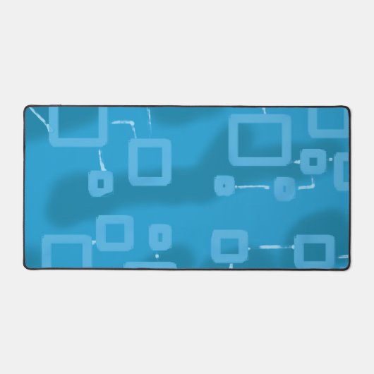 Lichtblauwe geometrische vierkanten bureaumat (Voorkant)