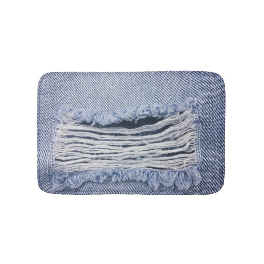 Lichtblauwe gescheurde jeans textuur badmat (Voorkant)