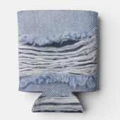 Lichtblauwe gescheurde jeans textuur blikjeskoeler (Achterkant)