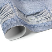 Lichtblauwe gescheurde jeans textuur cadeaupapier (Rol Hoek)