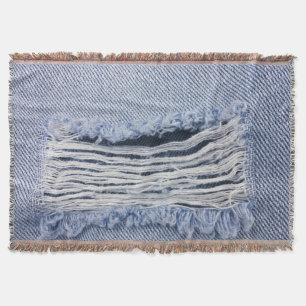 Lichtblauwe gescheurde jeans textuur deken