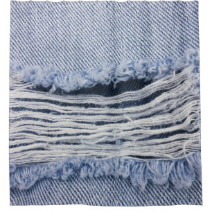 Lichtblauwe gescheurde jeans textuur douchegordijn