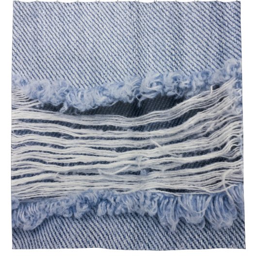 Lichtblauwe gescheurde jeans textuur douchegordijn (Voorkant)