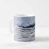 Lichtblauwe gescheurde jeans textuur koffiemok (Voorkant links)