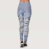 Lichtblauwe gescheurde jeans textuur leggings (Achterkant)