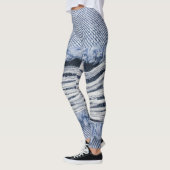 Lichtblauwe gescheurde jeans textuur leggings (Links)