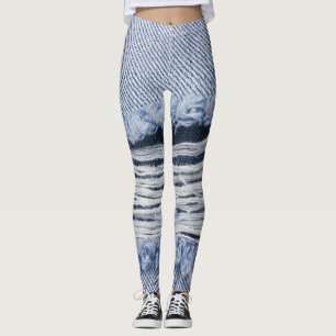 Lichtblauwe gescheurde jeans textuur leggings