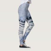 Lichtblauwe gescheurde jeans textuur leggings (Rechts)