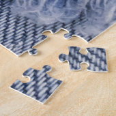 Lichtblauwe gescheurde jeans textuur legpuzzel (Zijkant)