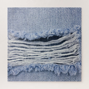 Lichtblauwe gescheurde jeans textuur legpuzzel