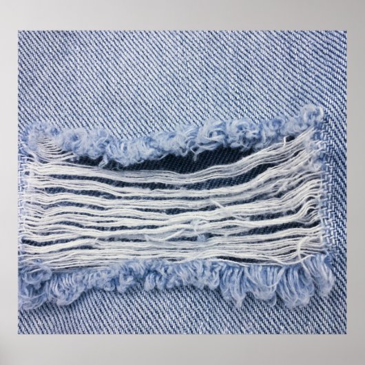 Lichtblauwe gescheurde jeans textuur poster (Voorkant)