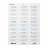 Lichtblauwe gestreepte retouradreslabel etiket (Full Sheet)