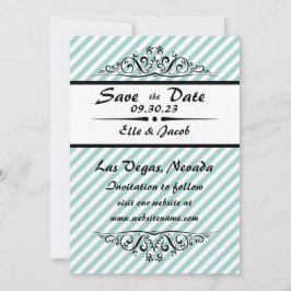 Lichtblauwe gestreepte Save the Date platte fotoka