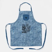 Lichtblauwe gestructureerde stof met zwart kruiden schort (Voorkant)