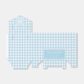 Lichtblauwe Gingham & Monogram Favor Bag Bedankdoosjes (Uitgevouwen)