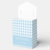 Lichtblauwe Gingham & Monogram Favor Bag Bedankdoosjes (Geopend)