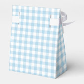 Lichtblauwe Gingham & Monogram Favor Bag Bedankdoosjes (Achterkant)