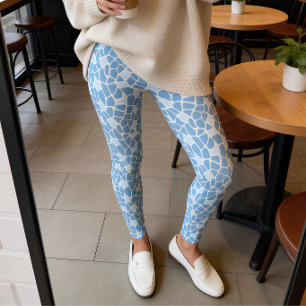 Lichtblauwe Giraffeprint Mozaïek Leggings