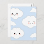 Lichtblauwe glimlende wolken briefkaart (Voorkant / Achterkant)