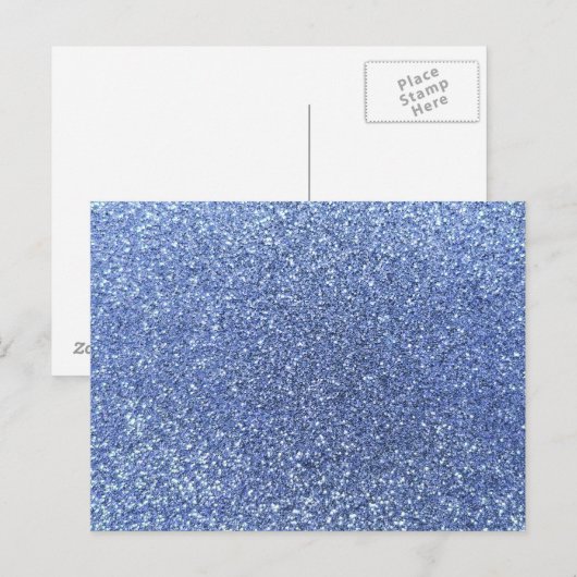 Lichtblauwe glitter briefkaart (Voorkant / Achterkant)