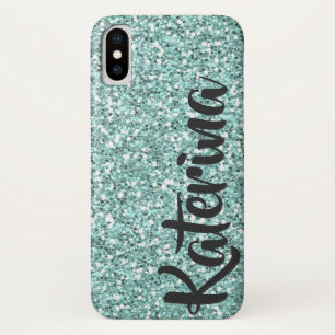 Lichtblauwe glitter gepersonaliseerd met Jouw naam Case-Mate iPhone Case