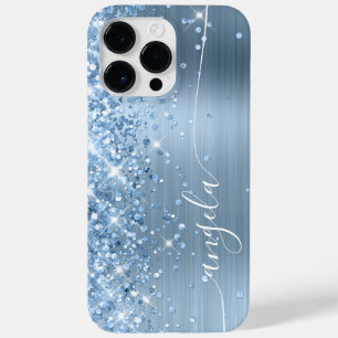 Lichtblauwe Glitter Glam Onderschrift Case-Mate iPhone 14 Pro Max Hoesje