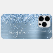 Lichtblauwe Glitter Glam Onderschrift Case-Mate iPhone Case (Achterkant (horizontaal))