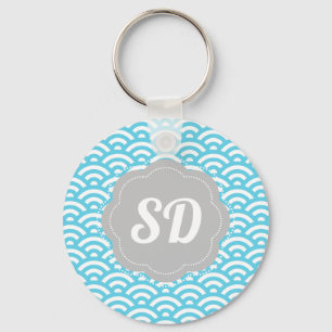 Lichtblauwe Golf Aangepaste Monogram Sleutelhanger