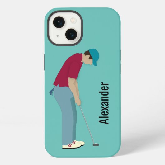 Lichtblauwe golfcase van Case-Mate iPhone Case Hoesje (Achterkant)